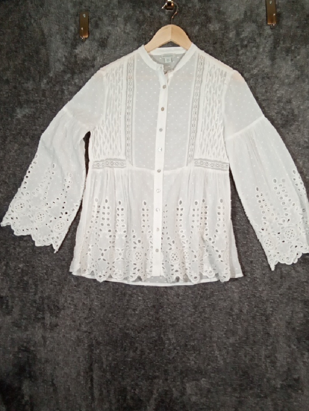 Sundance White Eyelet Lace Boho Peasant Cottagecore Flowy Womens PXS